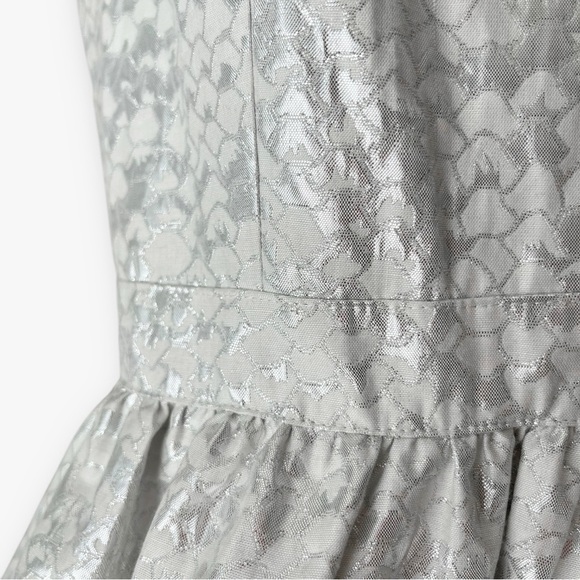 Kensie Silver Metallic Patterned Sleeveless Fit & Flare Mini Dress Size Small - Picture 4 of 10
